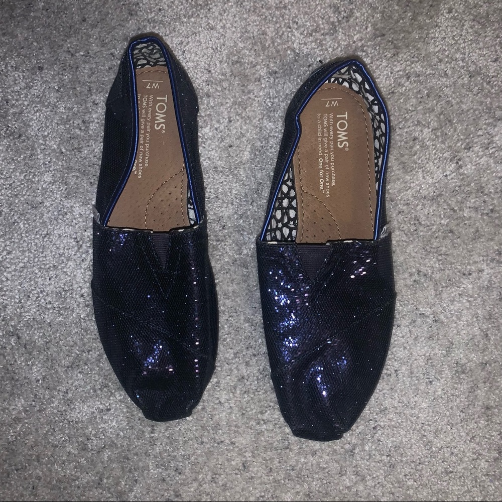 Toms Navy Blue Sequin Shoe Size 7